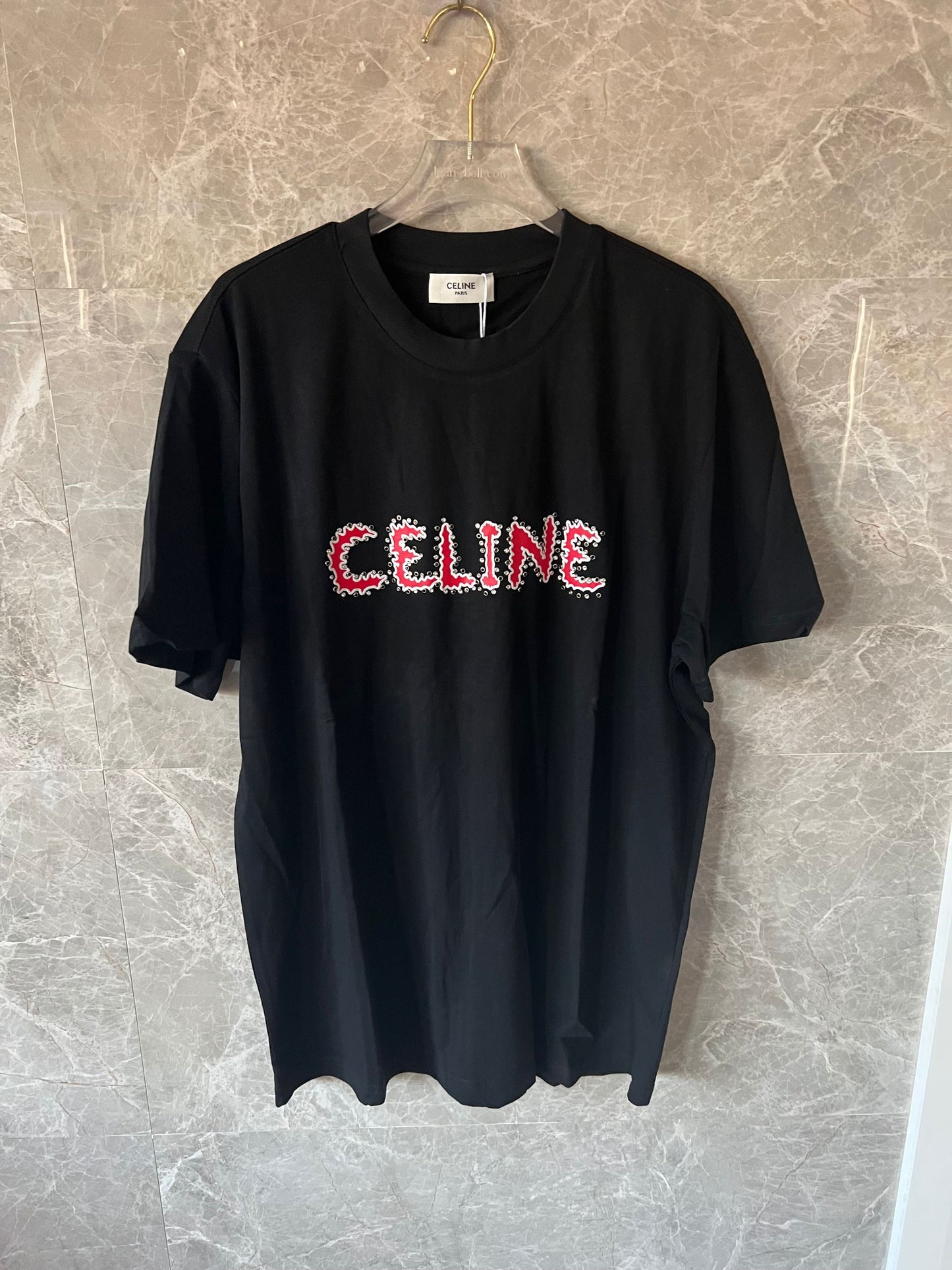 Celine Black T-shirt with Logo Detail