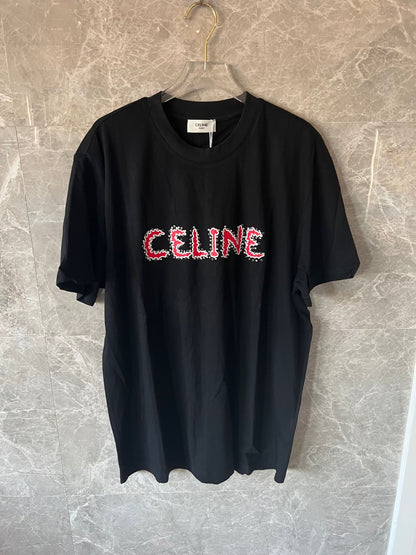 Celine Black T-shirt with Logo Detail