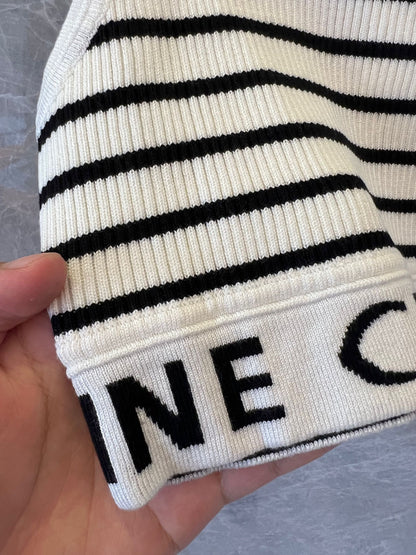 Celine Paris Ribbed Striped Crop Top