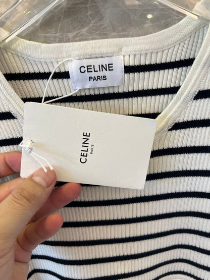 Celine Paris Ribbed Striped Crop Top