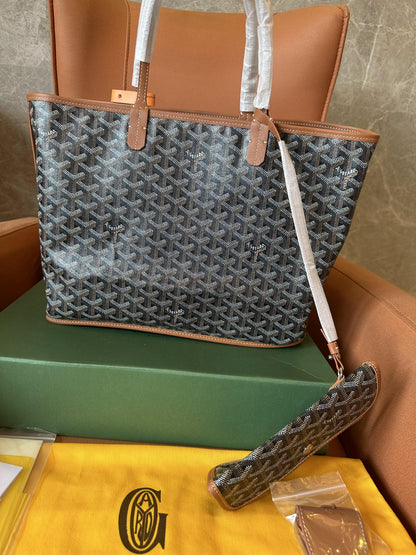 Goyard anjou bolsa reversível pm marrom