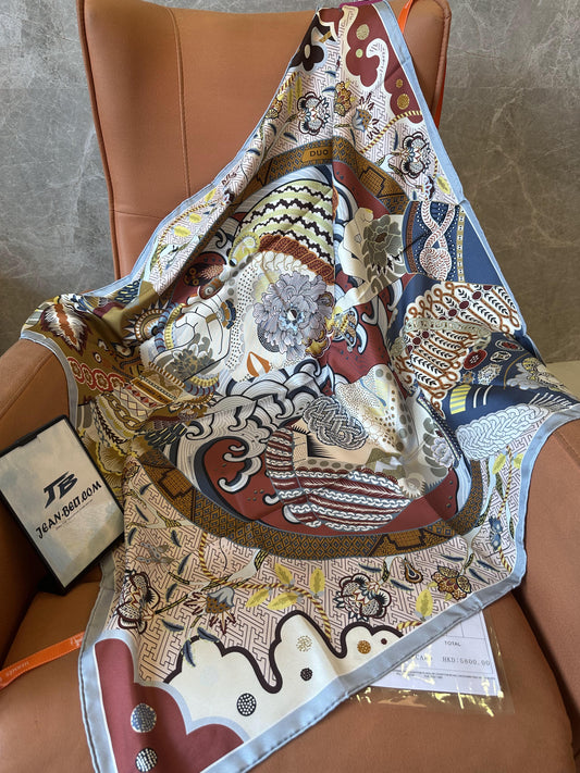 Hermès silk twill scarf "Animapolis" in multicolor