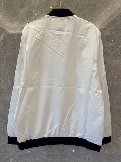 Chaqueta bomber de tejido técnico blanco de Prada con detalle del logotipo característico
