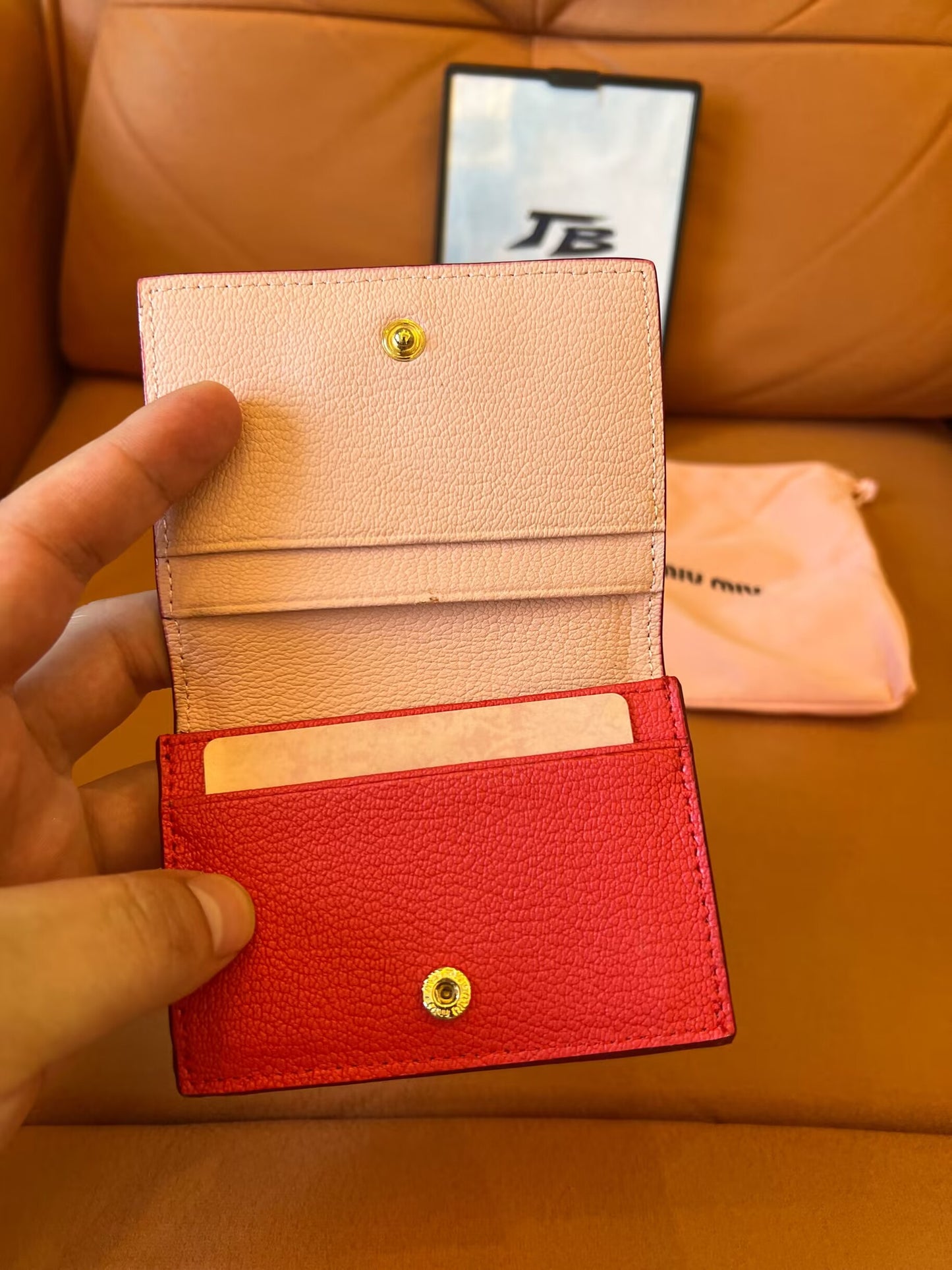 Miu Miu SMC945 Matelassé leather card holder