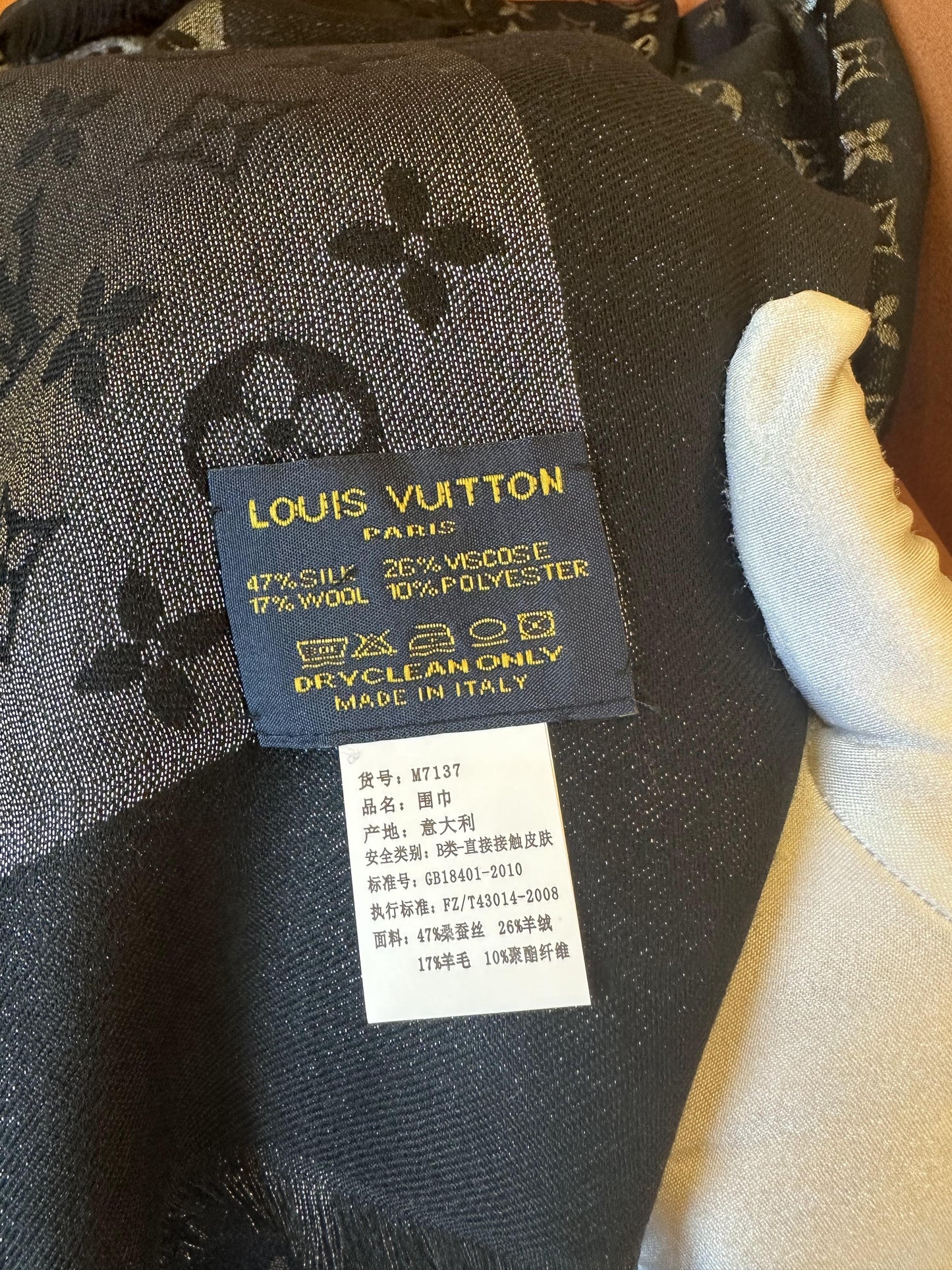 Louis Vuitton Monogram Shine Shawl in Black