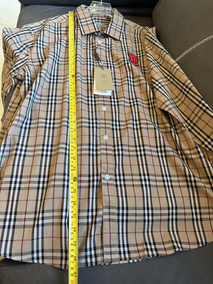 Burberry Classic Check Shirt with Red "TB" Monogram