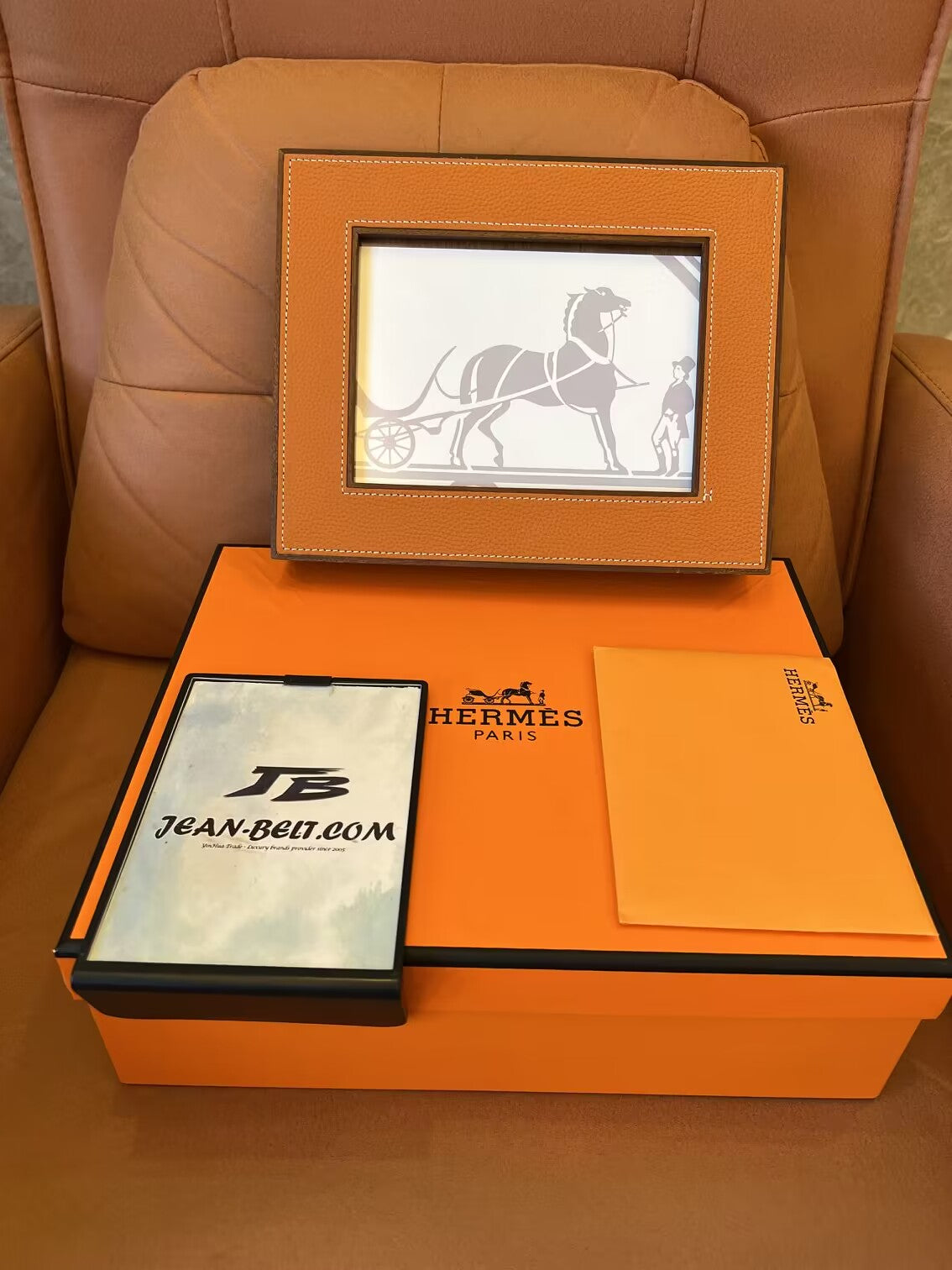 Hermès Leather and Wood Photo Frame