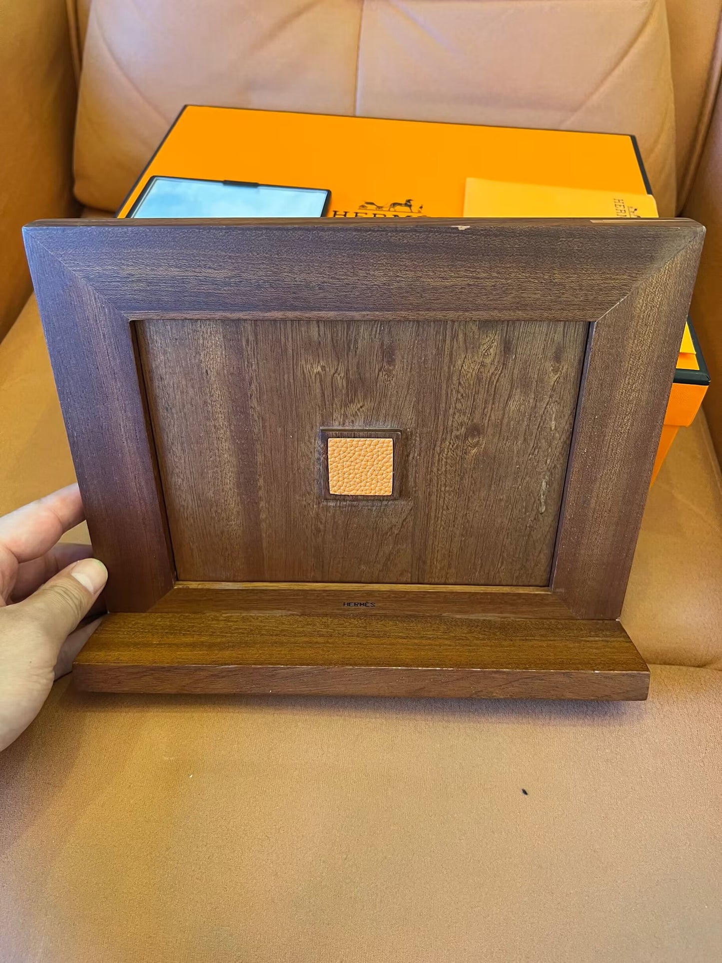 Hermès Leather and Wood Photo Frame