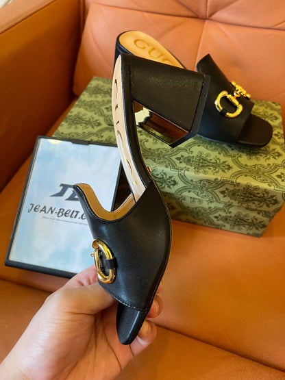 Gucci - Zapatillas tipo mules de piel con bocado de caballo