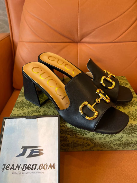 Gucci - chinelos de couro horsebit mules