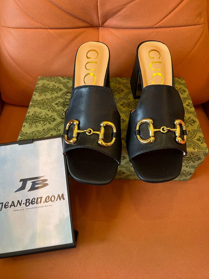 Gucci - Zapatillas tipo mules de piel con bocado de caballo