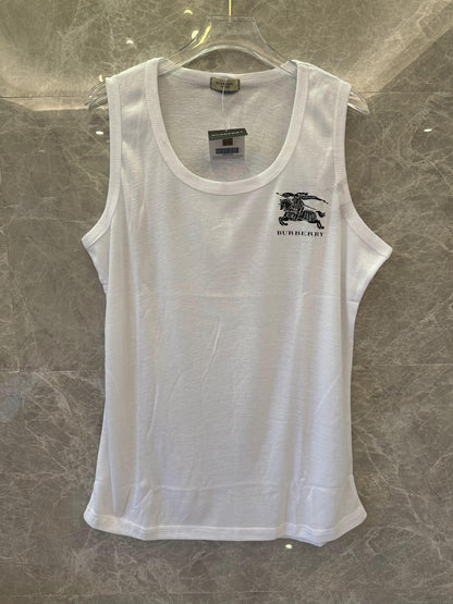 Burberry White Tank Top with Iconic Equestrian Logo