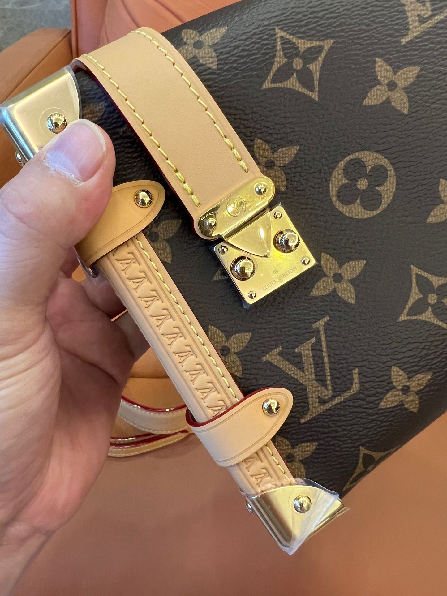 Bolso baúl de lona Louis Vuitton con monograma en mm