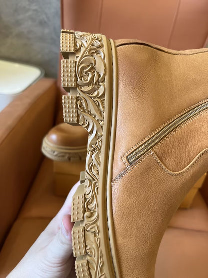Botas Louis Vuitton Martin de couro de bezerro masculinas, botas Chelsea, sola de borracha antiderrapante
