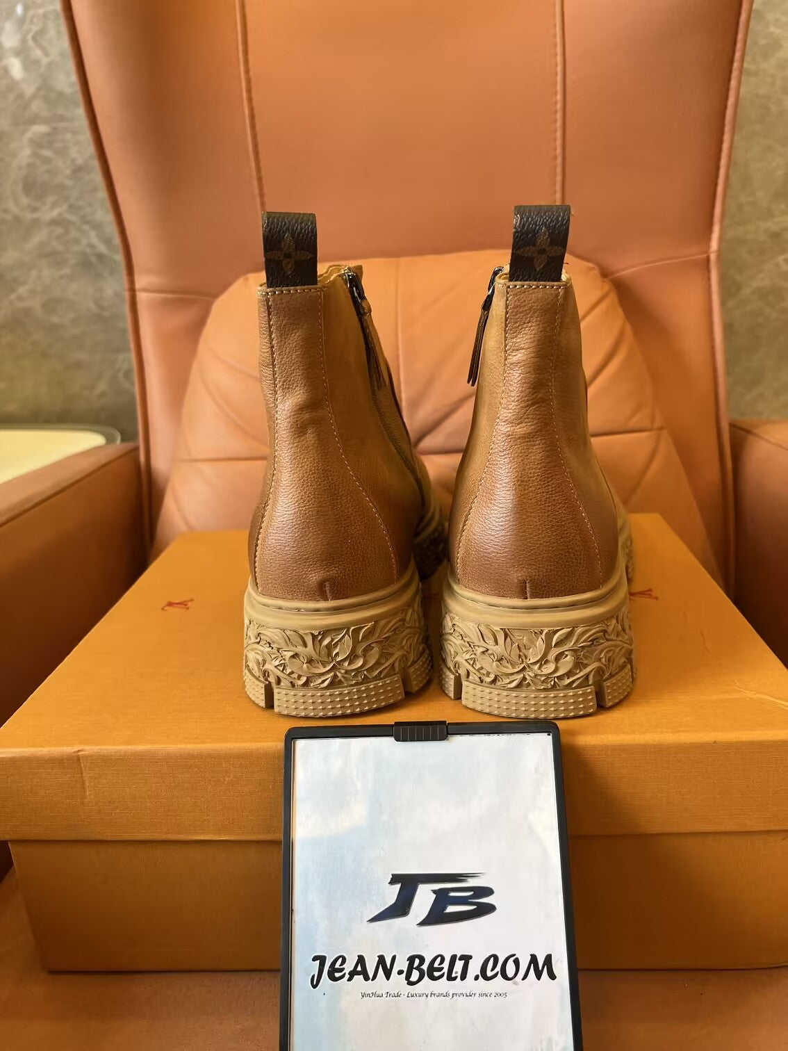 Botas Louis Vuitton Martin de couro de bezerro masculinas, botas Chelsea, sola de borracha antiderrapante