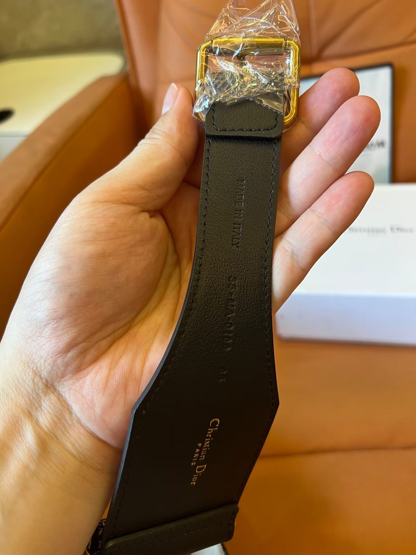 Cinturón de lona ajustable de Christian Dior con hebilla dorada