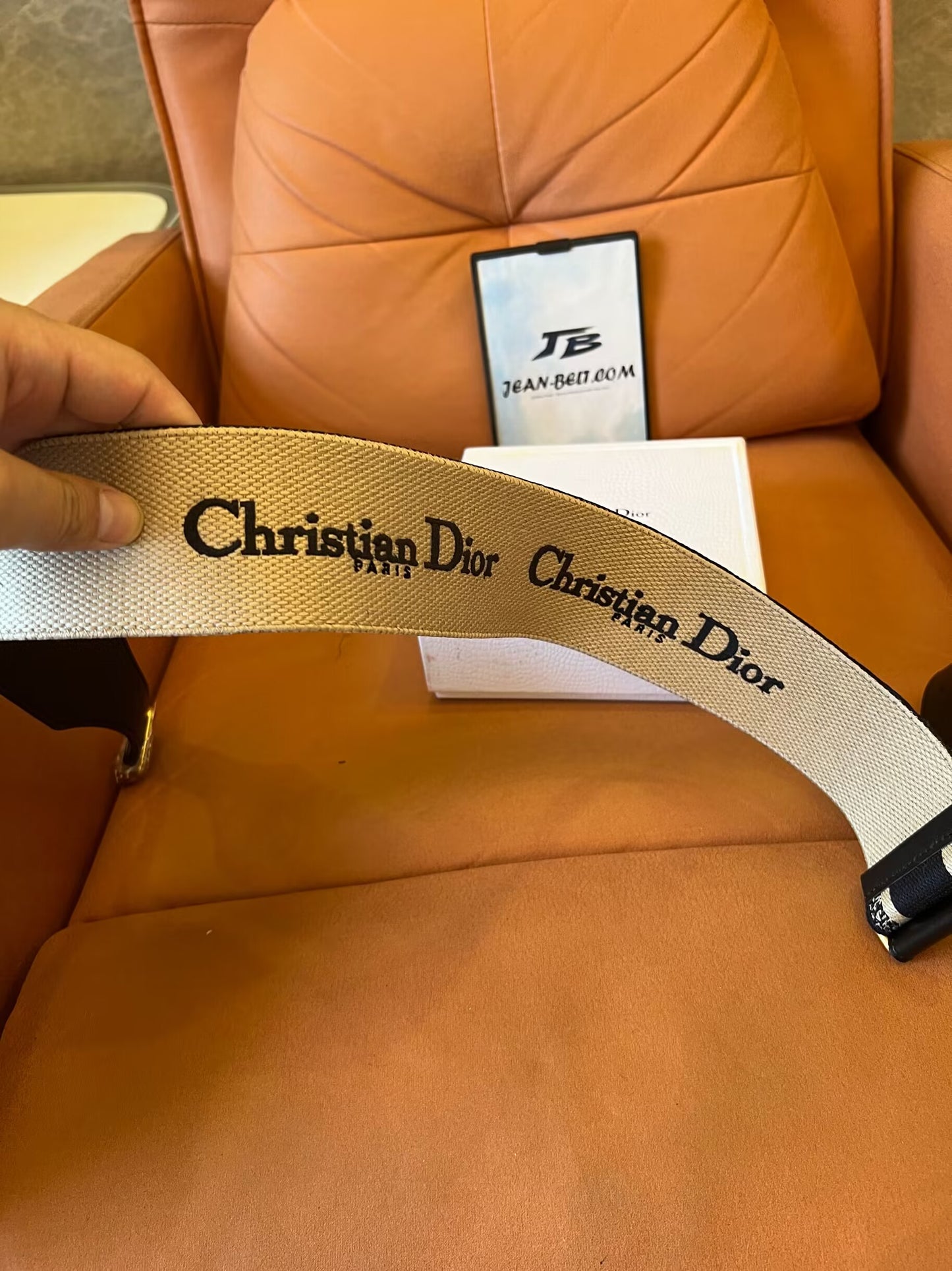 Cinturón de lona ajustable de Christian Dior con hebilla dorada