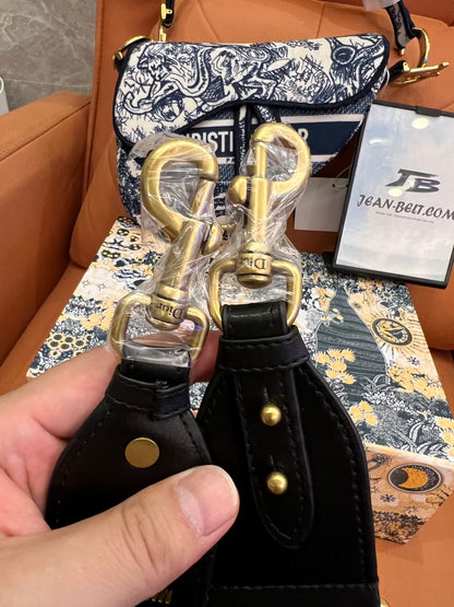 Bolso alforja Dior bordado toile de jouy azul