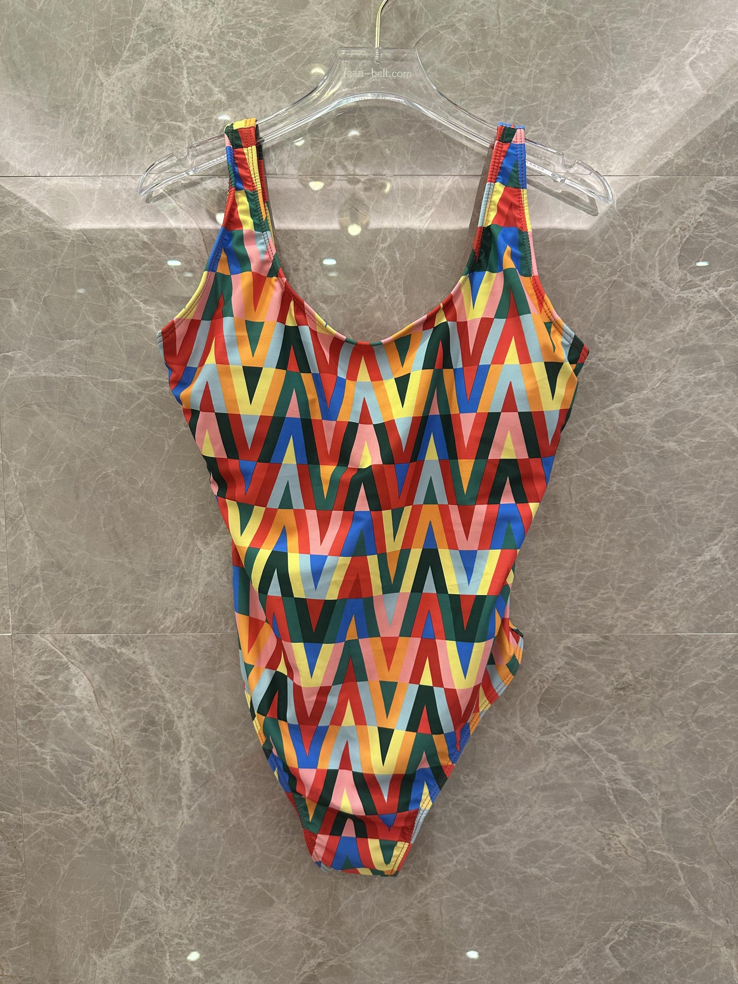Traje de baño de una pieza geométrico colorido de Valentino
