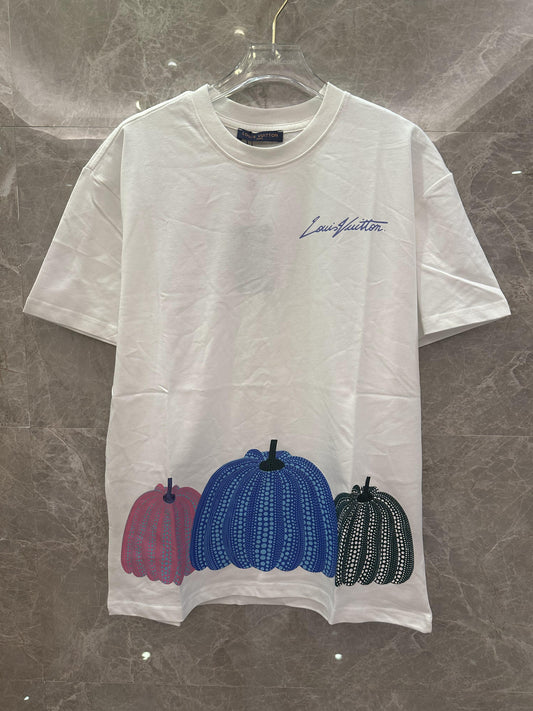Camiseta Louis Vuitton con estampado artístico de calabaza - blanca