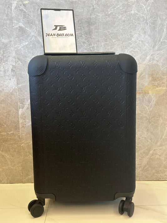 Mala de rodinhas Louis Vuitton Horizon 55 preta em couro com monograma gravado