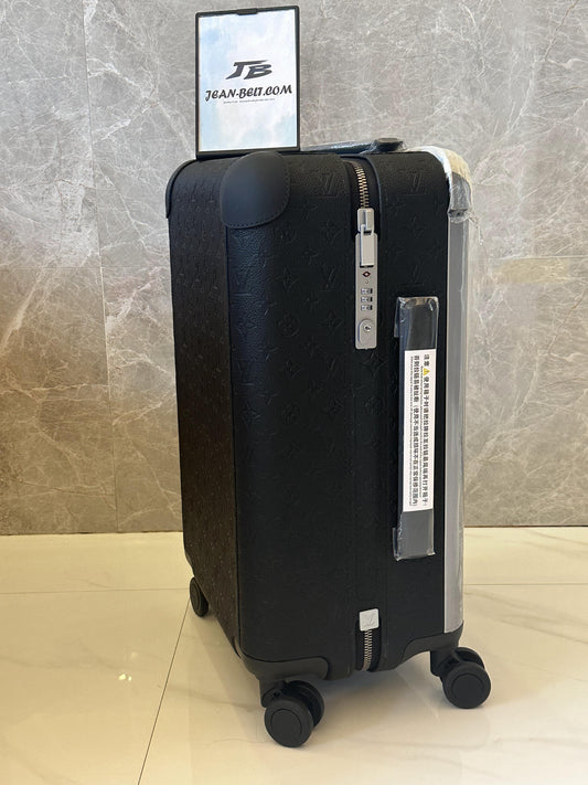Mala de rodinhas Louis Vuitton Horizon 55 preta em couro com monograma gravado