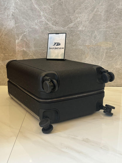 Mala de rodinhas Louis Vuitton Horizon 55 preta em couro com monograma gravado