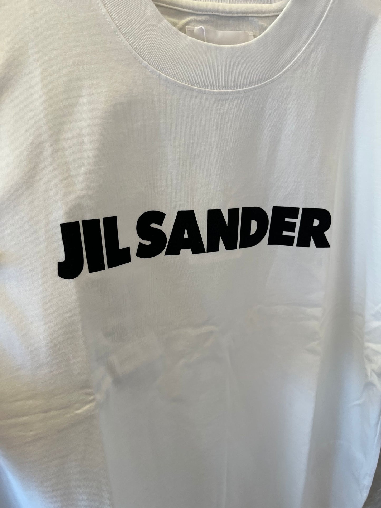 Camiseta de algodón con estampado de Jil Sander - blanca