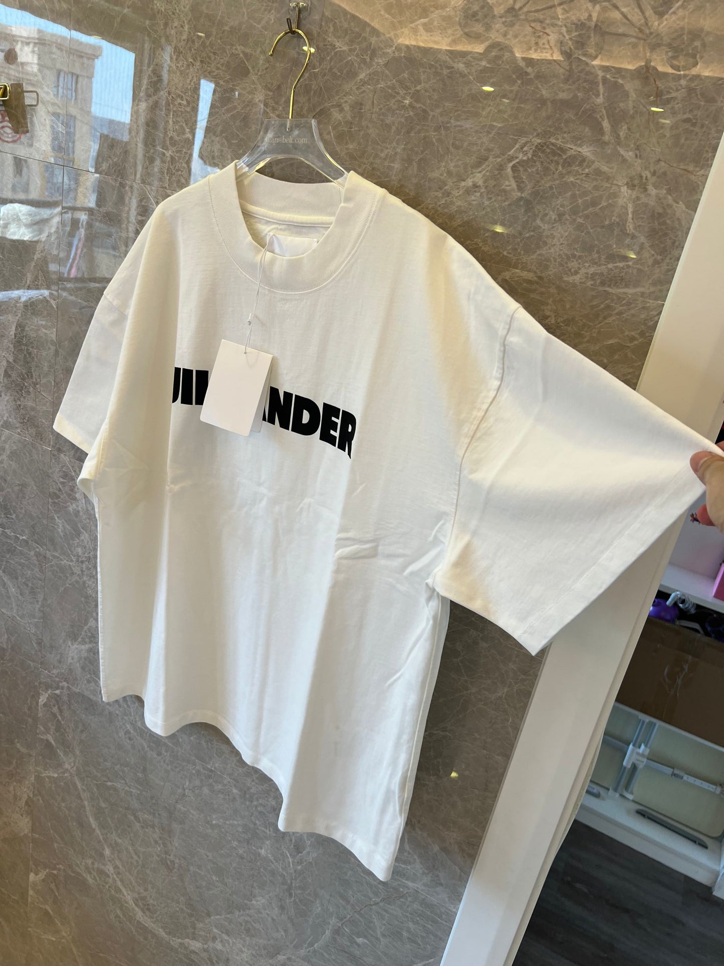 Camiseta de algodón con estampado de Jil Sander - blanca
