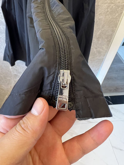 Prada nylon a-line midi skirt with embroidery