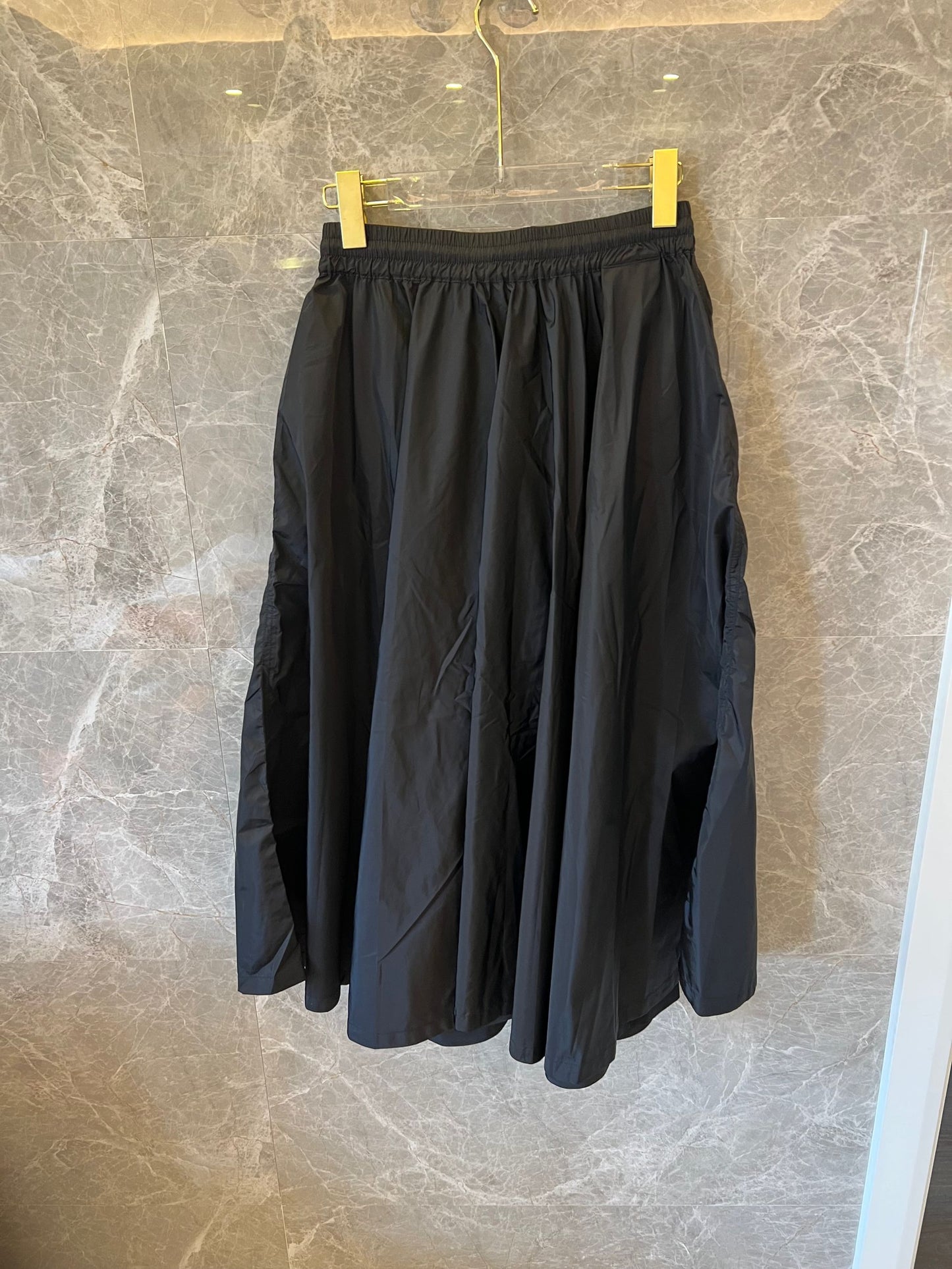 Prada nylon a-line midi skirt with embroidery
