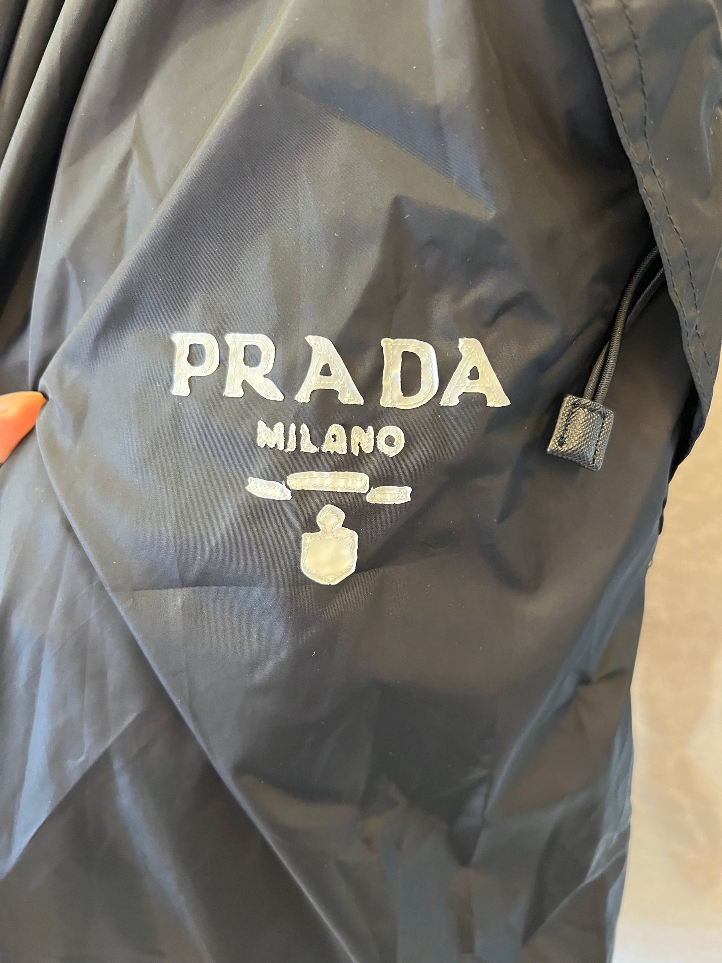 Prada nylon a-line midi skirt with embroidery
