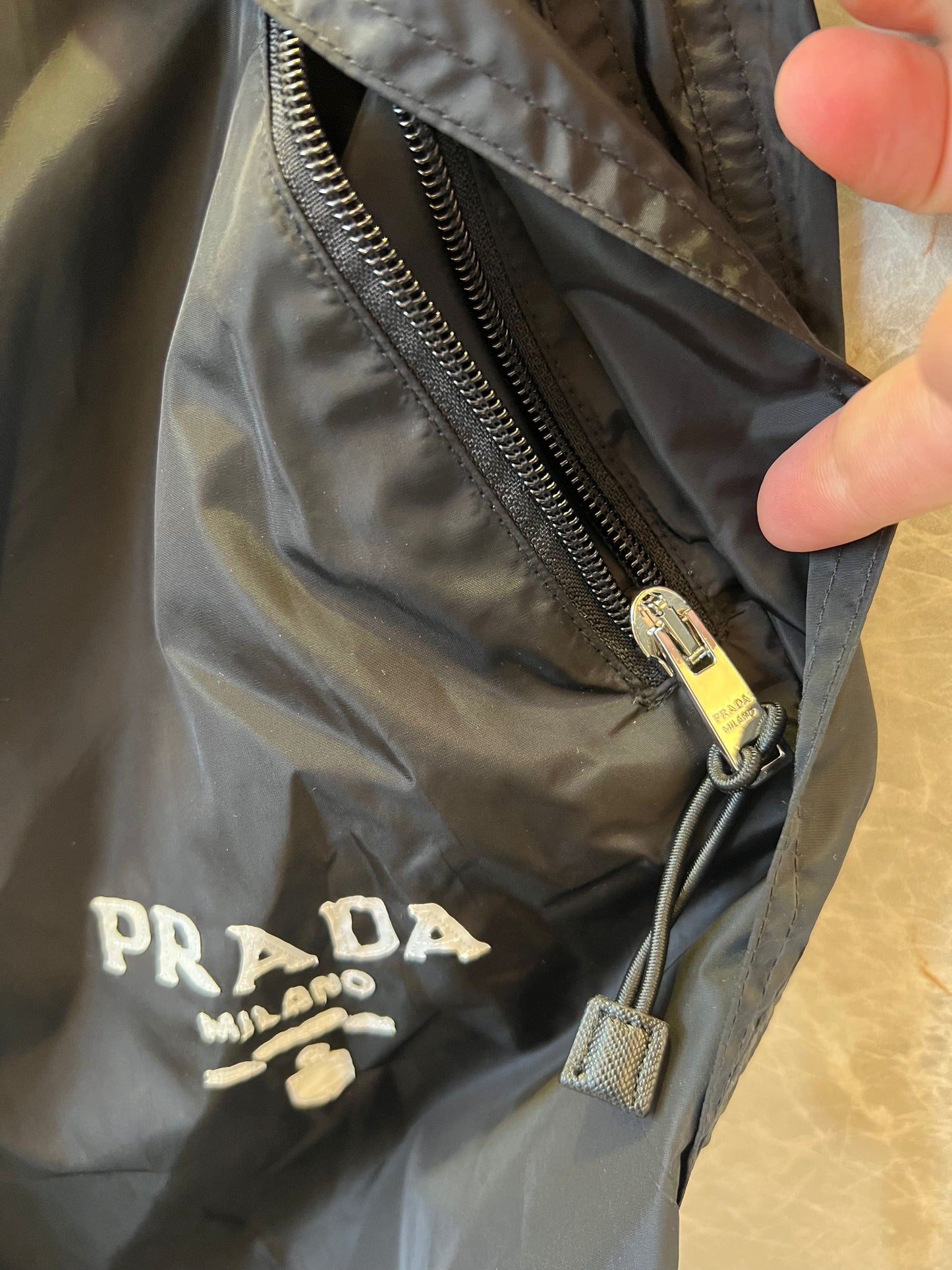 Prada nylon a-line midi skirt with embroidery