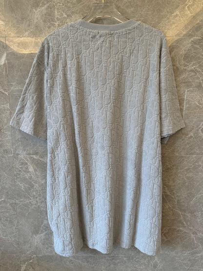 Dior monogram embossed terry cotton oversized t-shirt in light gray