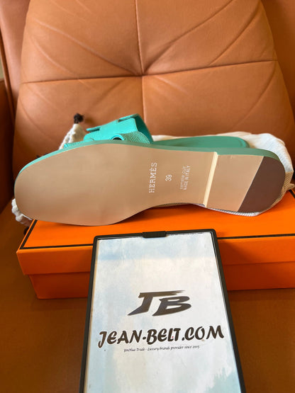 Hermès Oran Epsom Vert Pomme azul claro
