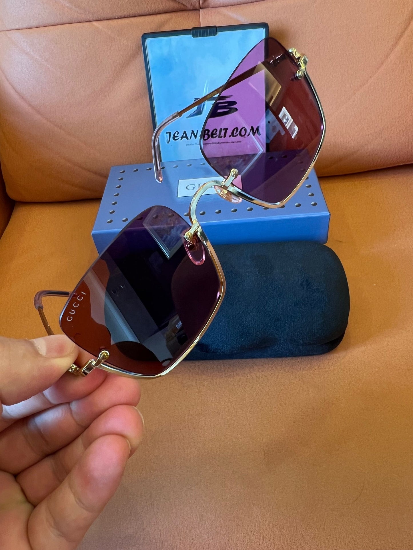 Gafas de sol Gucci sin montura con degradado - edición rosa dorado