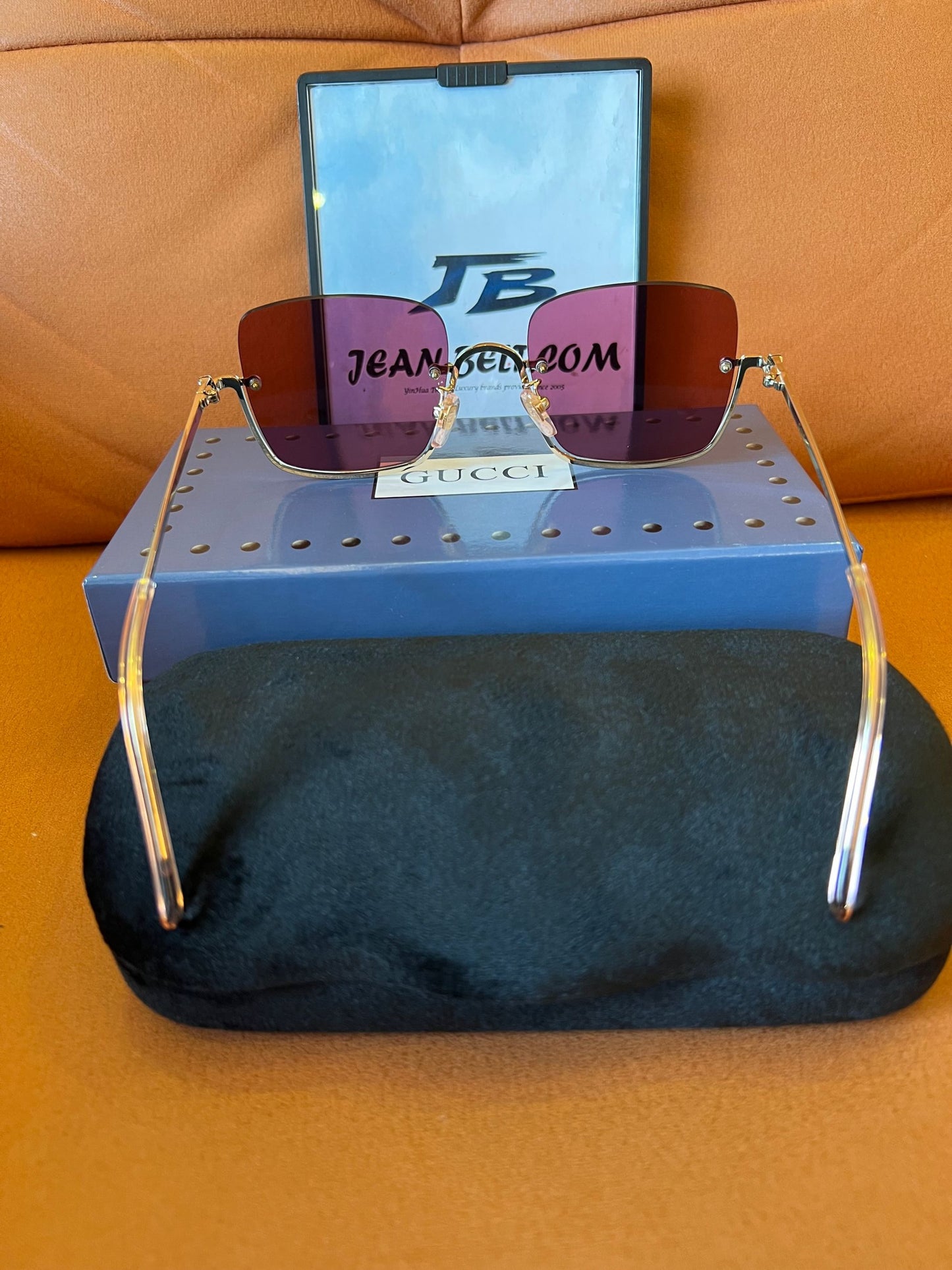 Gafas de sol Gucci sin montura con degradado - edición rosa dorado