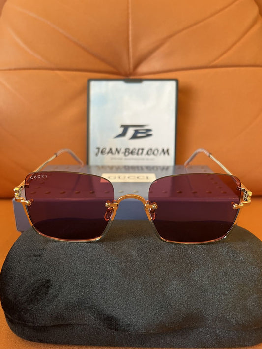 Óculos de sol degradê sem aro Gucci - edição rosa dourado