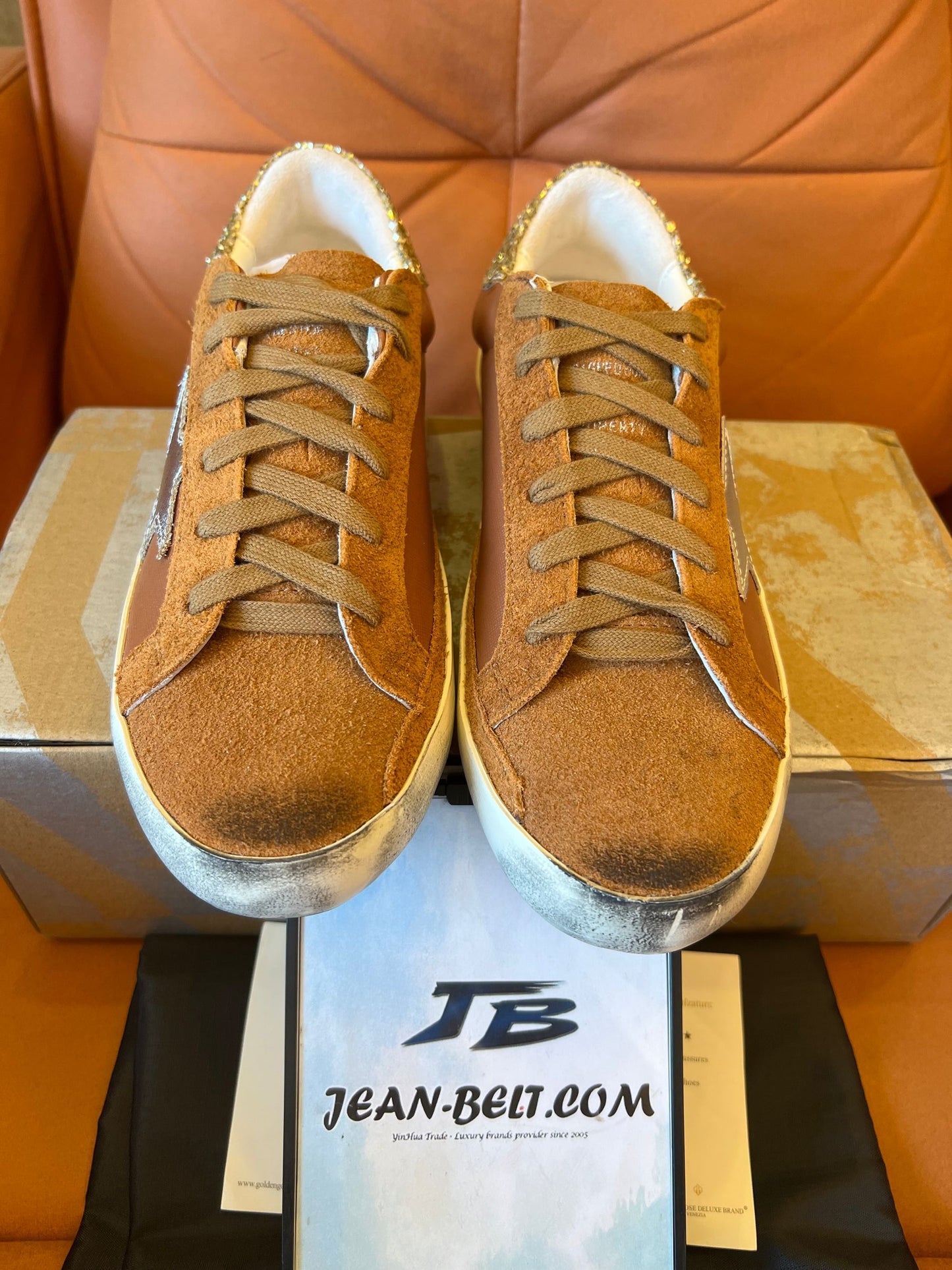 Zapatillas bajas Golden Goose Superstar de piel mixta en color topo