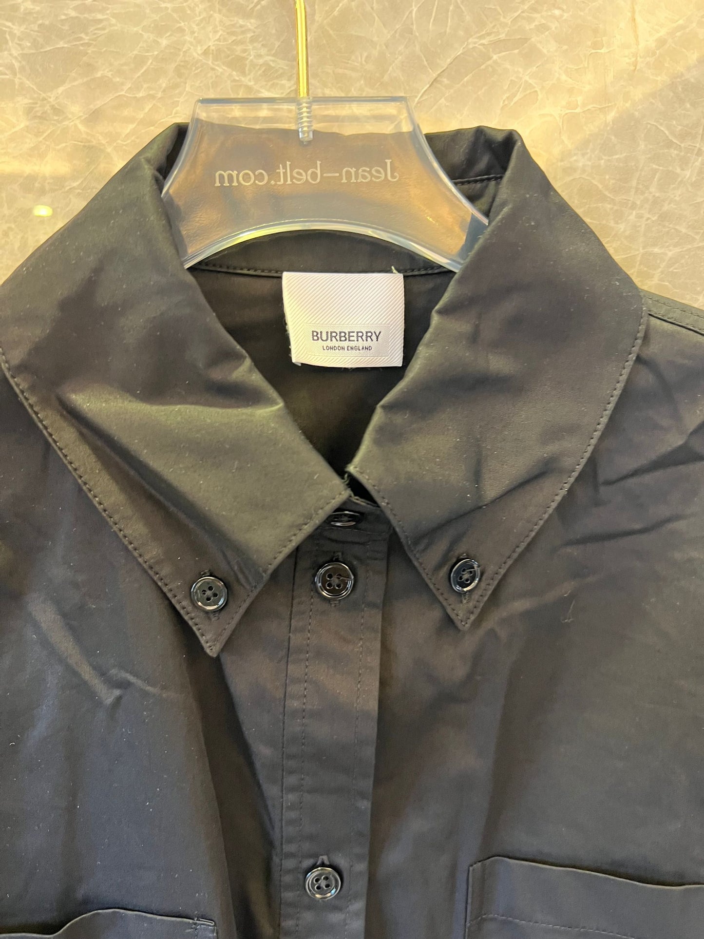 Burberry Elegant Cropped Lace Hem Shirt in Black and White