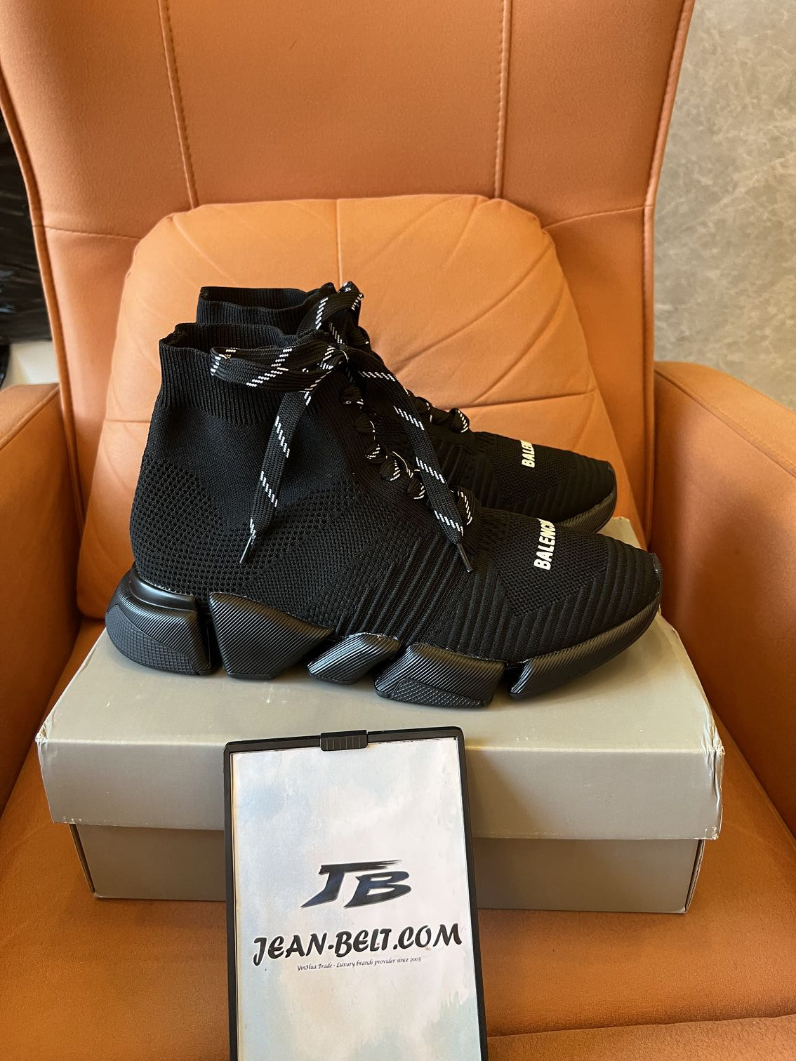 Balenciaga Speed 2.0 Lace Up Black Sole Stretch Knit Trainers Black