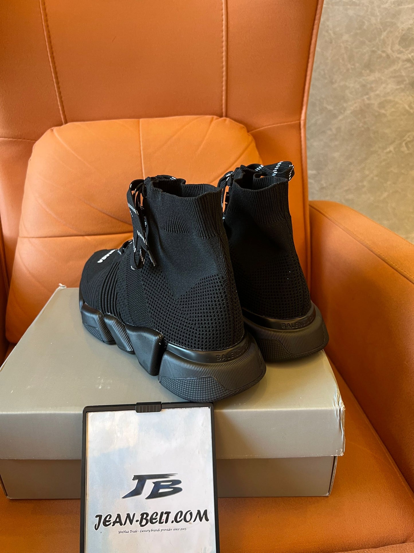 Balenciaga Speed 2.0 Lace Up Black Sole Stretch Knit Trainers Black