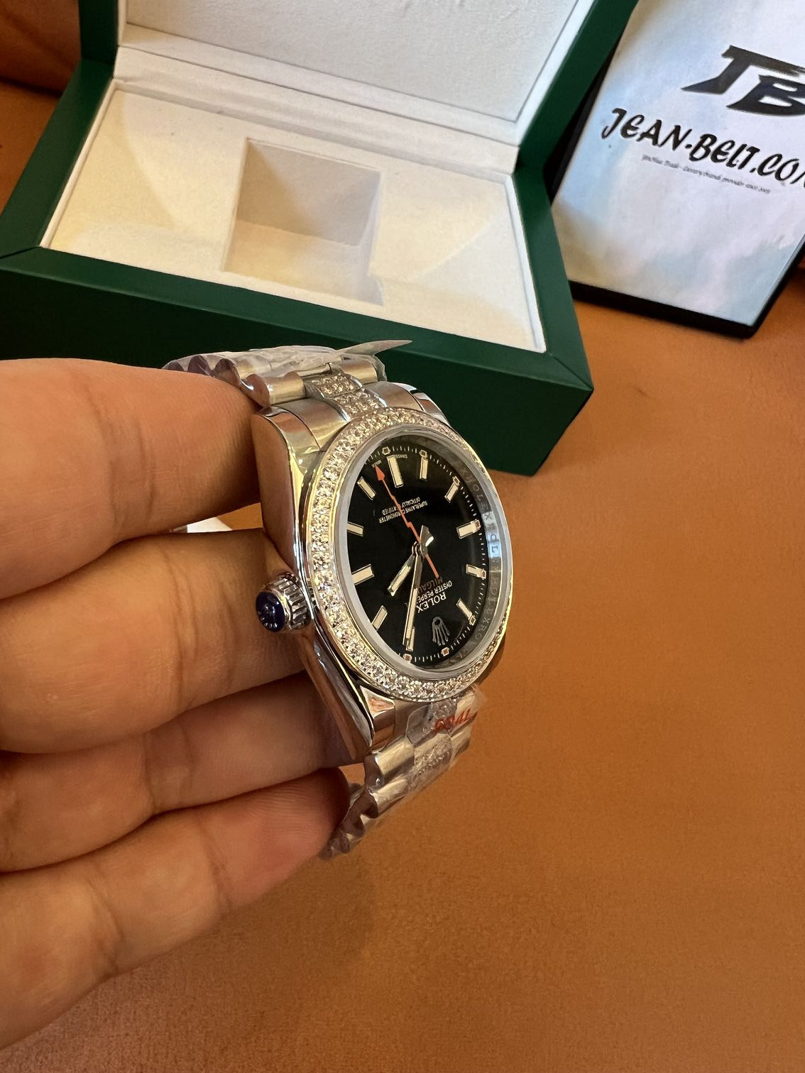Rolex Milgauss custom diamond bezel & bracelet - black dial