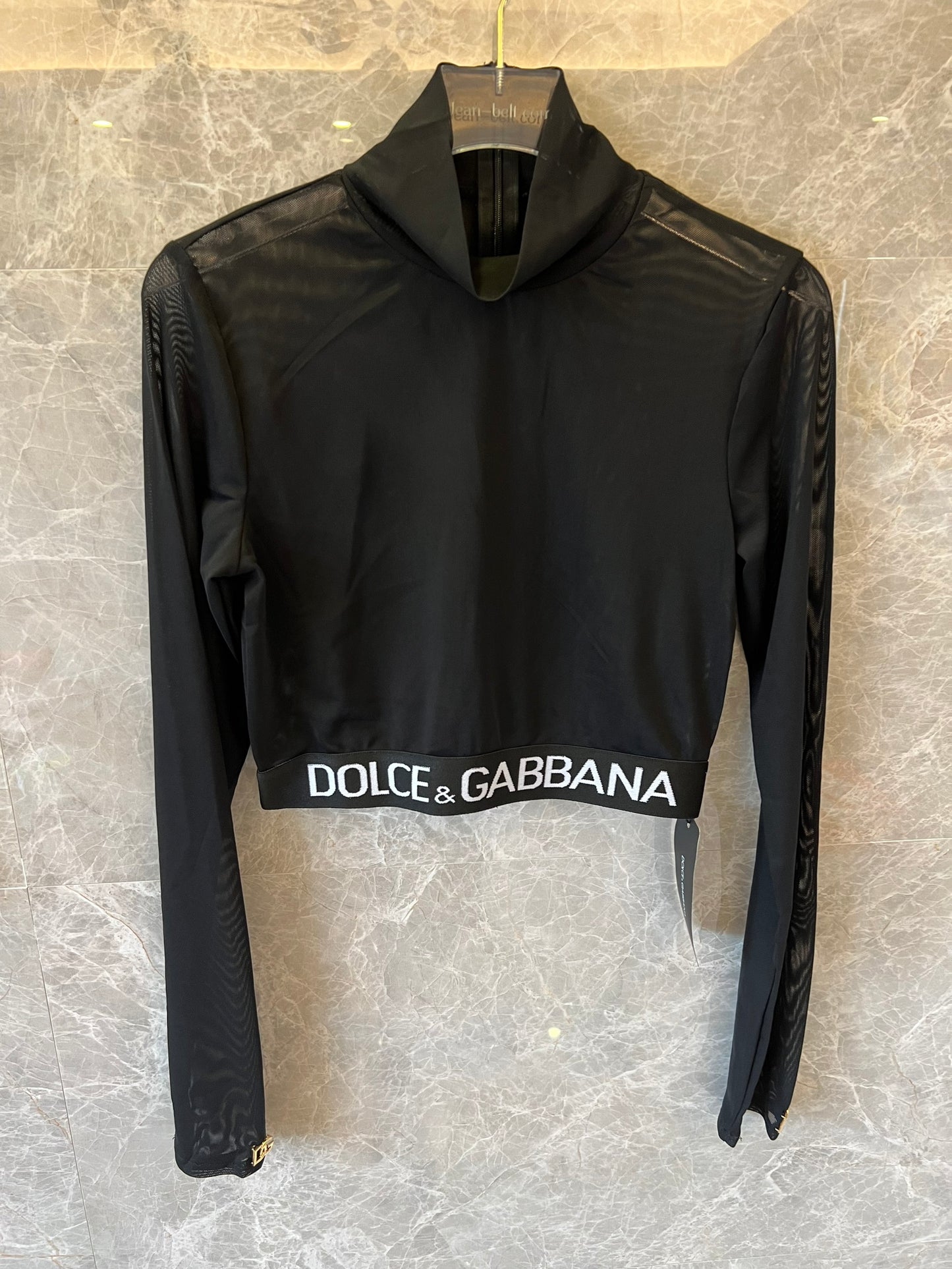 Conjunto de top curto e saia Dolce &amp; Gabbana com cós alto e logo preto