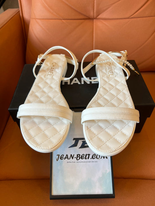 Chanel Summer Leather Sandals White