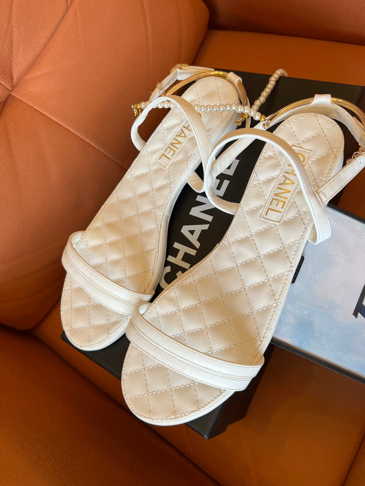 Chanel Summer Leather Sandals White