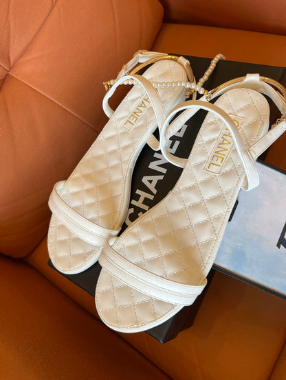 Chanel Summer Leather Sandals White