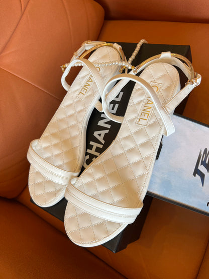 Chanel Summer Leather Sandals White