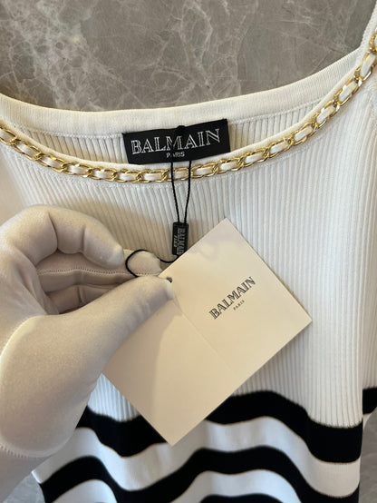 Balmain Paris Striped Knit Dress
