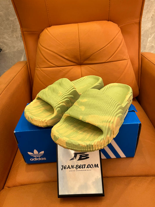 Adidas Adilette Slides -Tie-Dye Green and Yellow Edition